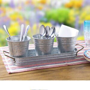 Galvanized Metal 4 Piece Serve Caddy